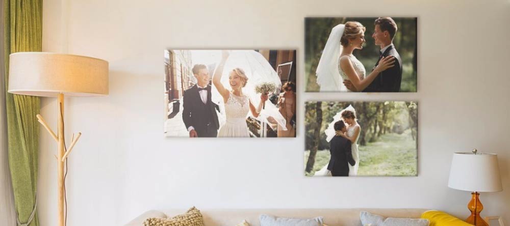 Romantic Canvas Wall Art – How to Do It Right. Canvas prints gallery wall of wedding photos.